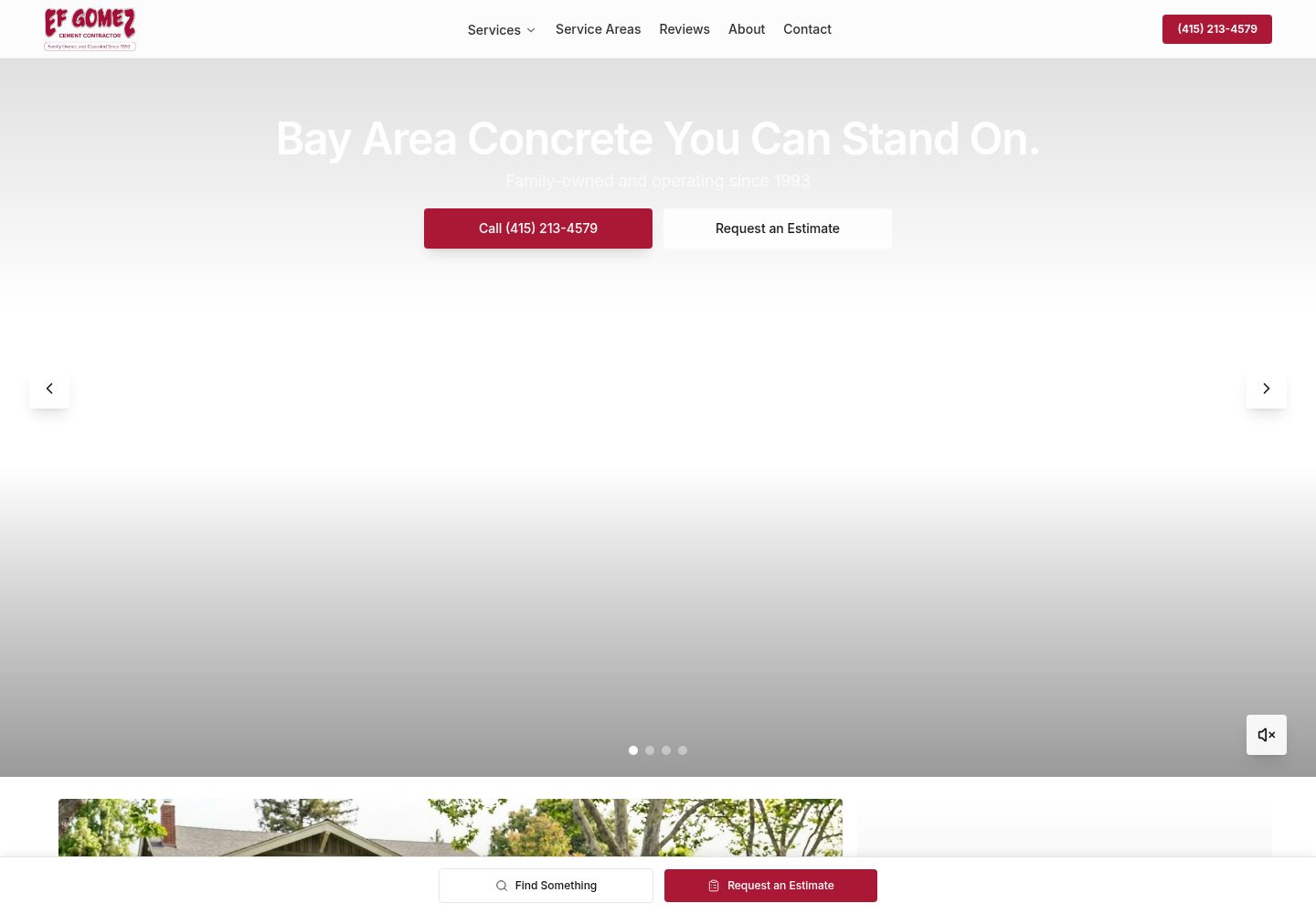 EF Gomez Cement Contractor public website screenshot