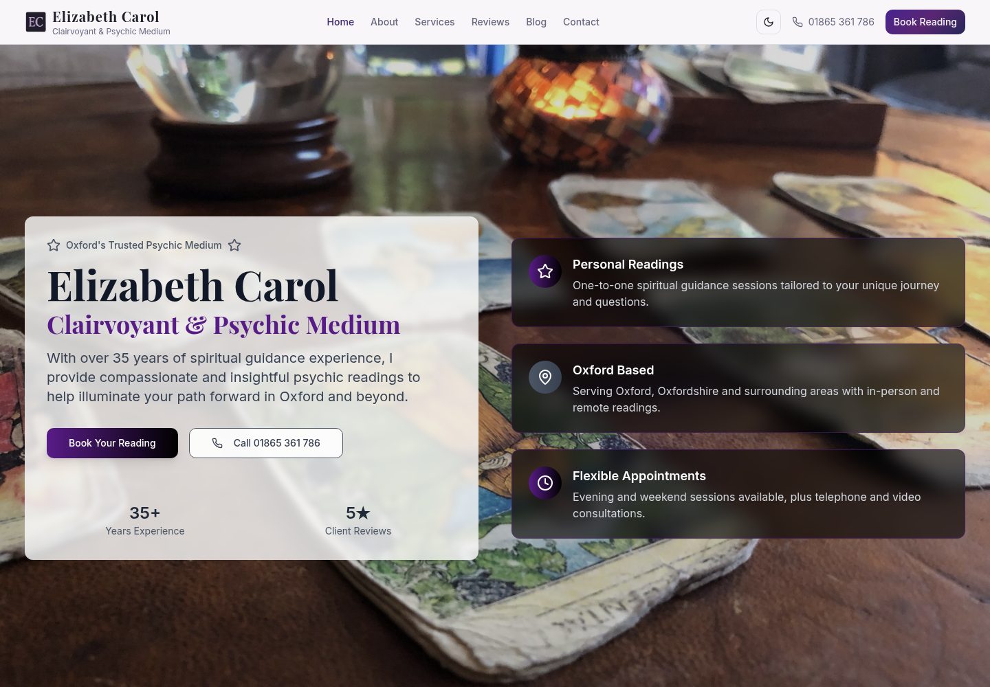 Elizabeth Carol public website screenshot