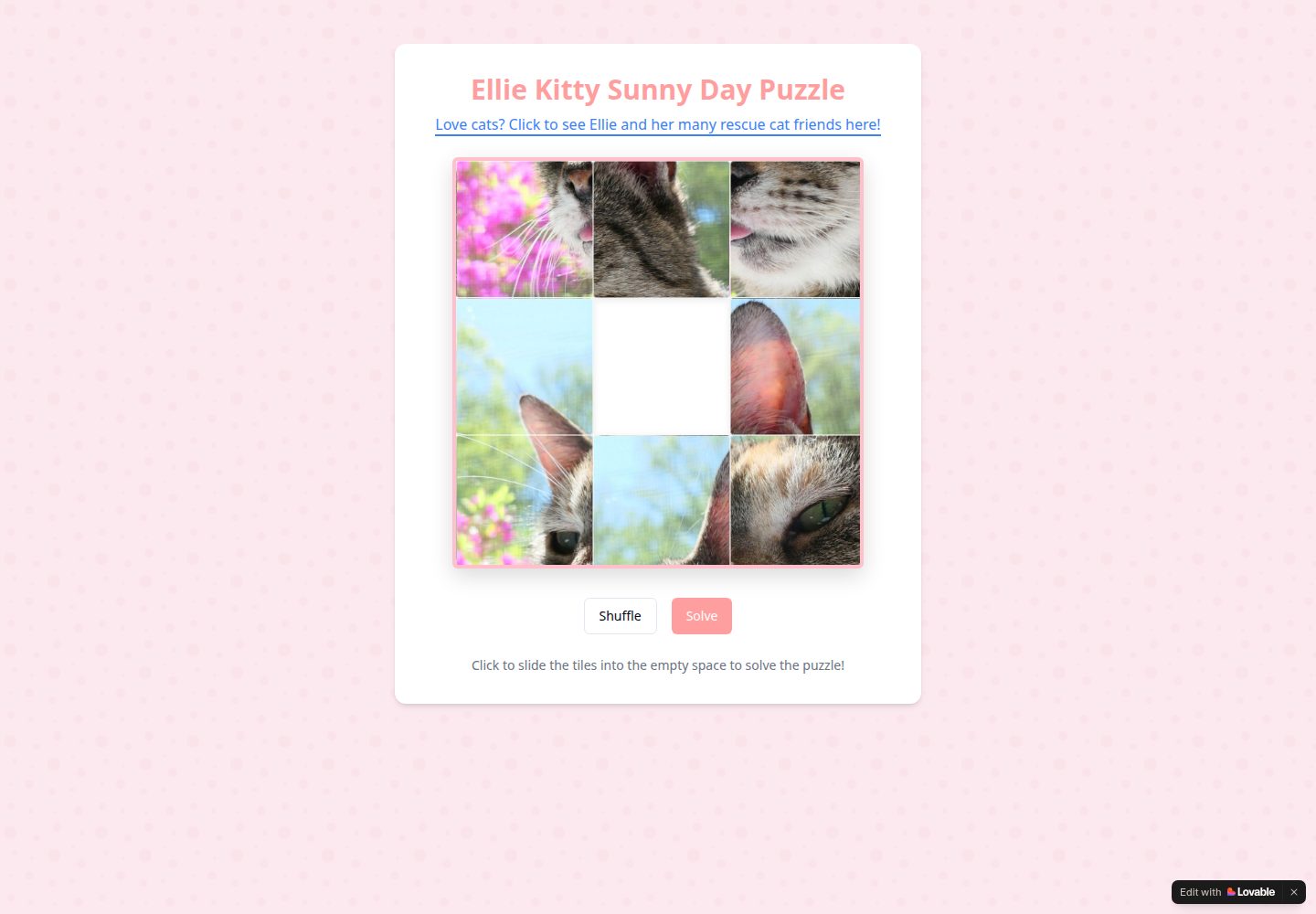 Ellie Kitty Sunny Day Puzzle public website screenshot