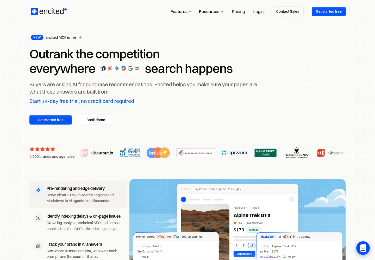 Encited public website screenshot
