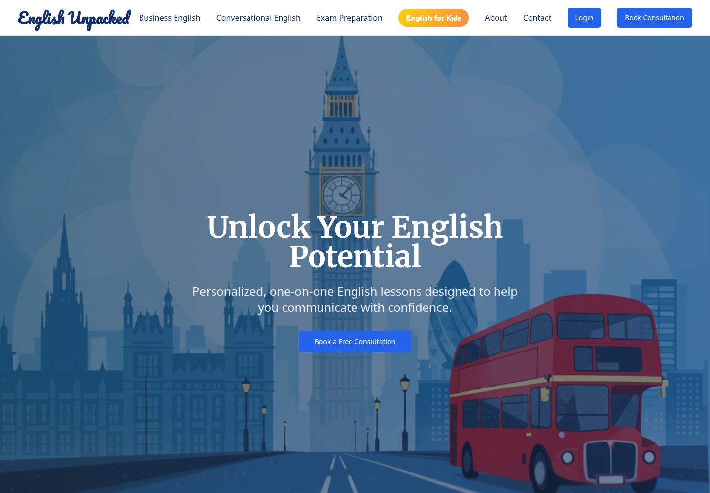 English Unpacked public website screenshot