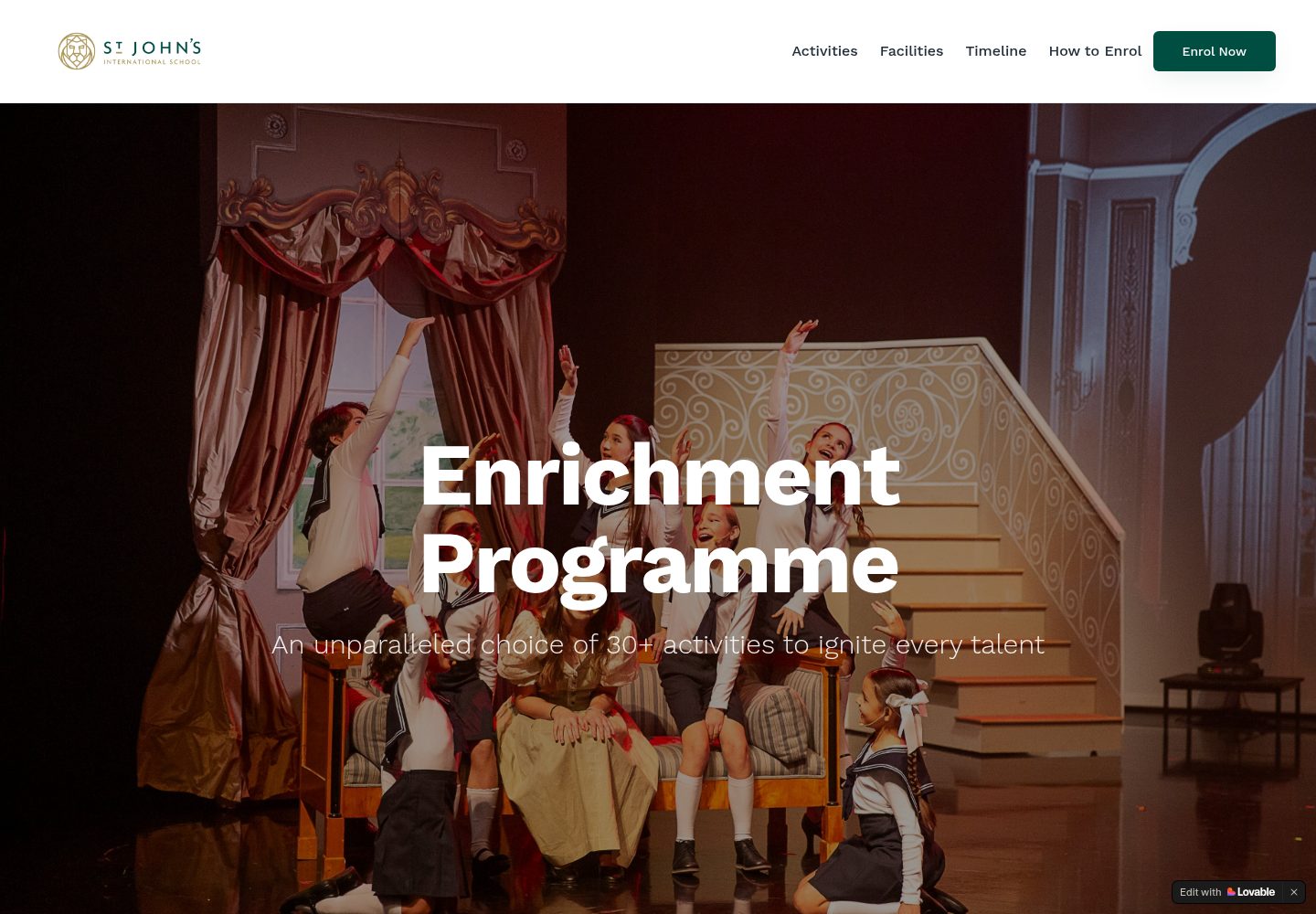 Enrichment Programme public website screenshot