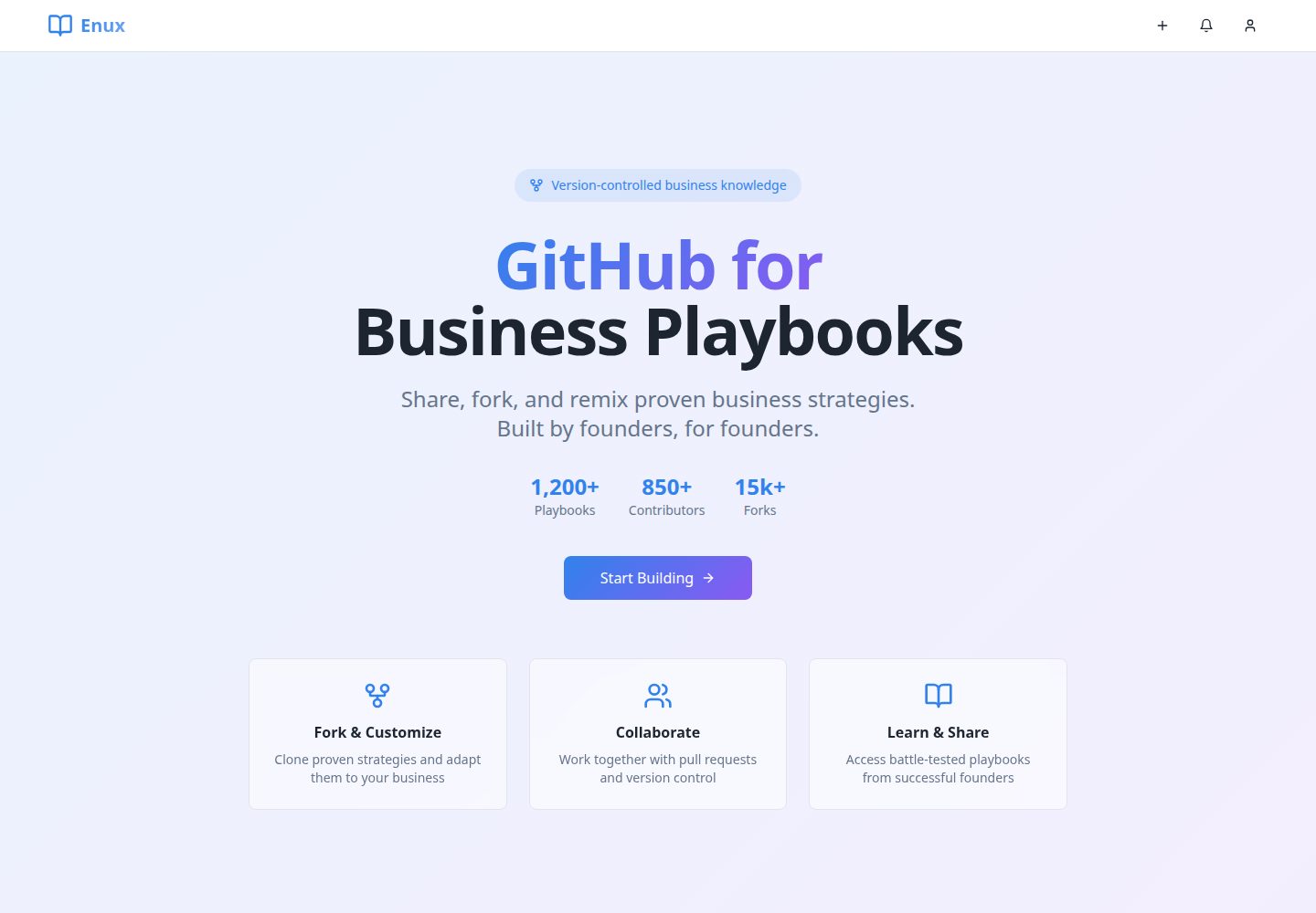 Enux public website screenshot