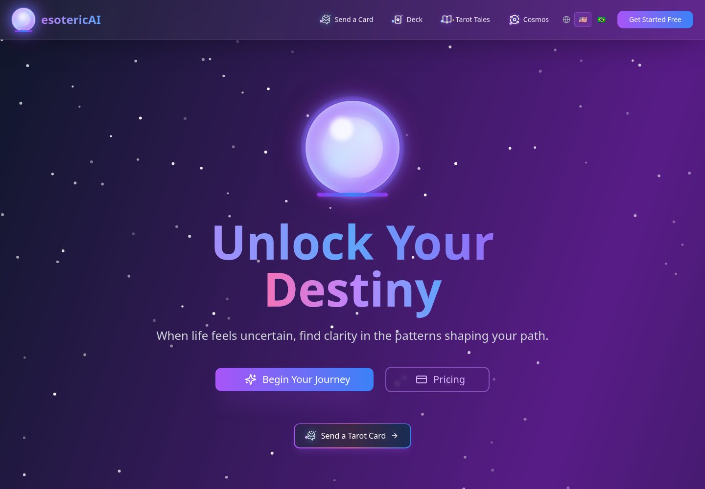 esotericAI public website screenshot