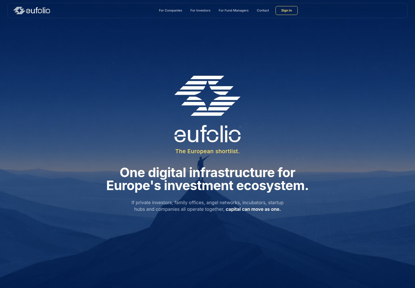 EUfolio public website screenshot