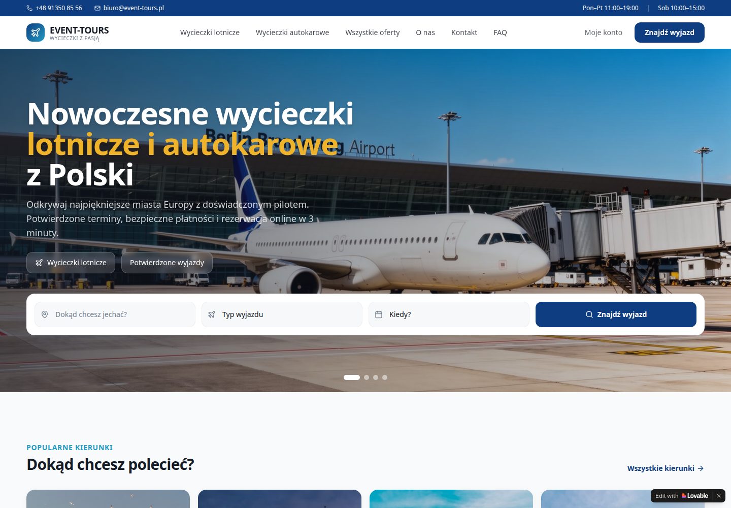 Event-Tours public website screenshot