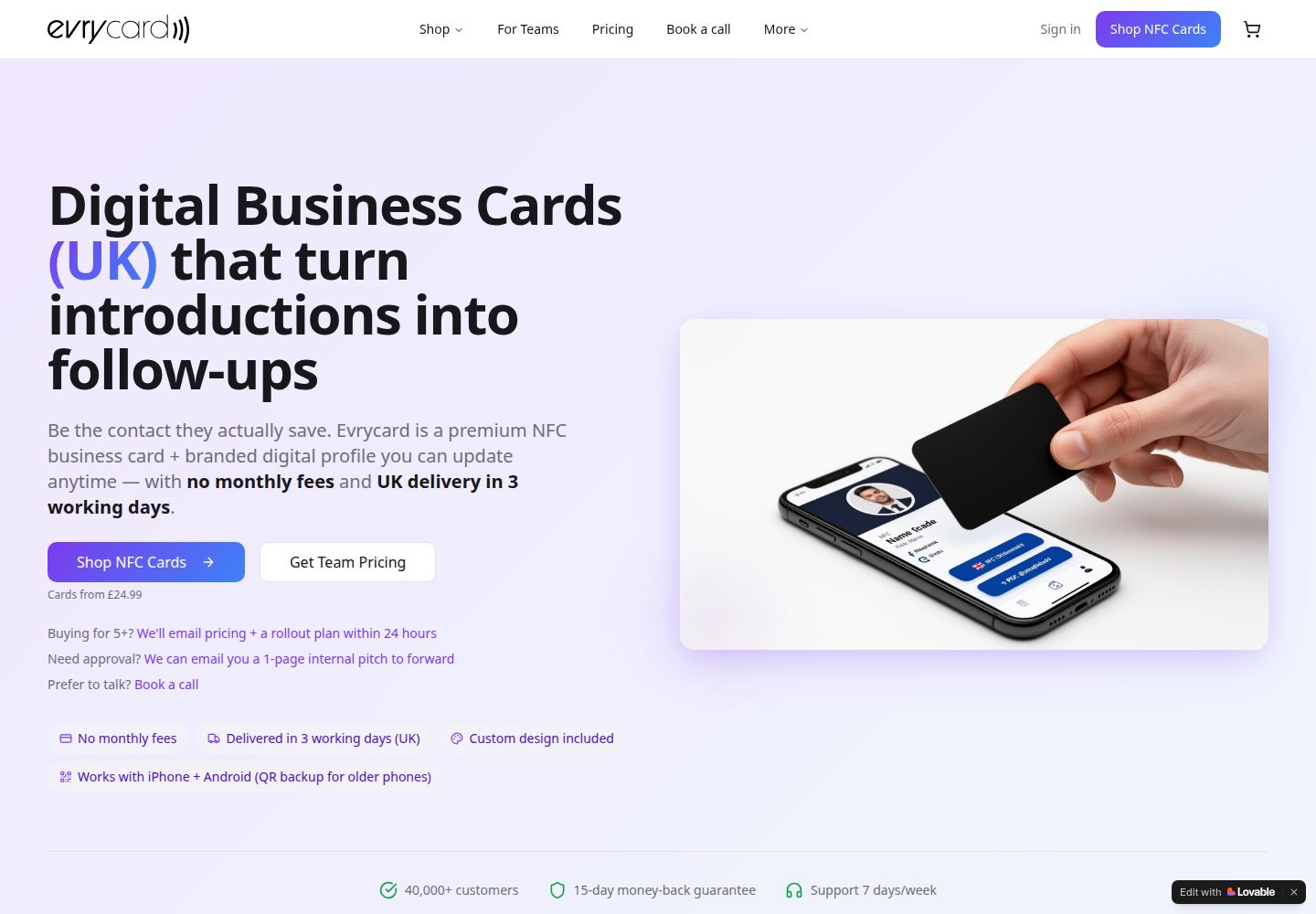 Evrycard public website screenshot