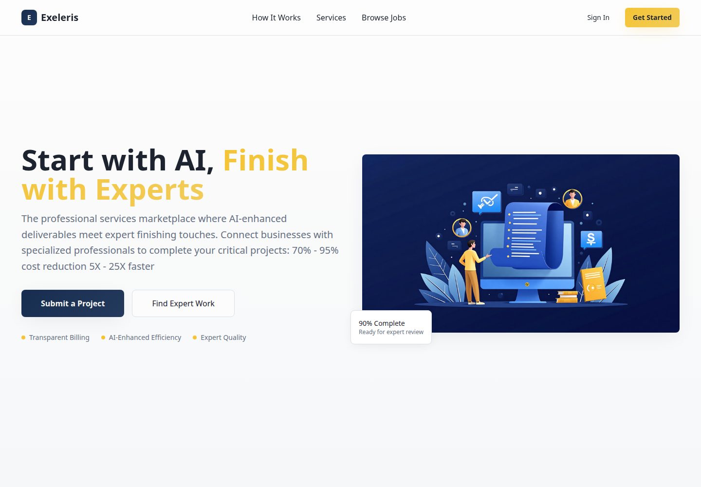 Exeleris public website screenshot