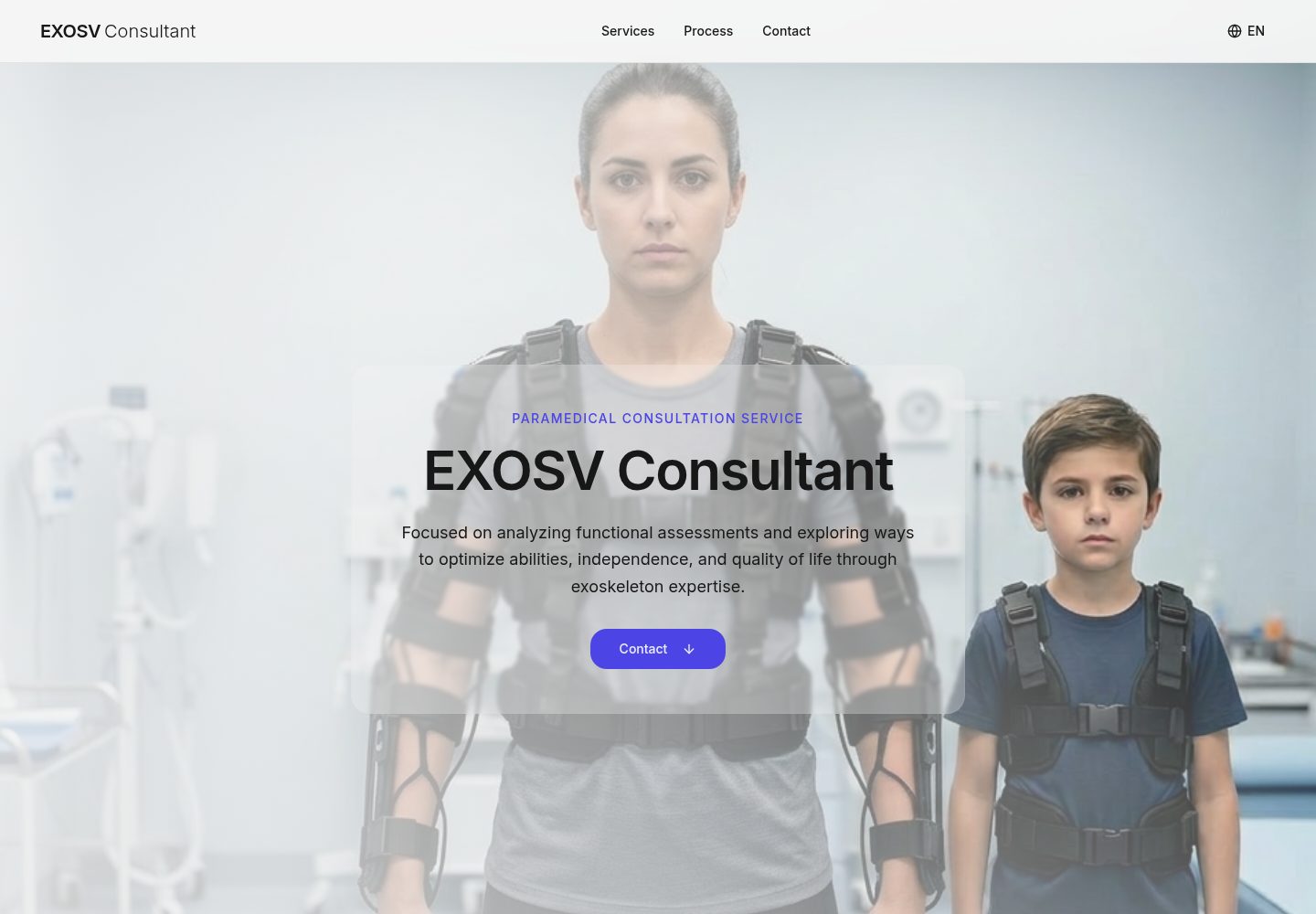 EXOSV Consultant public website screenshot