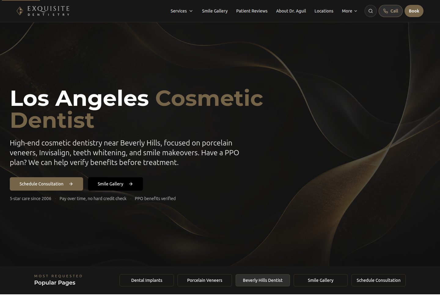 Exquisite Dentistry public website screenshot