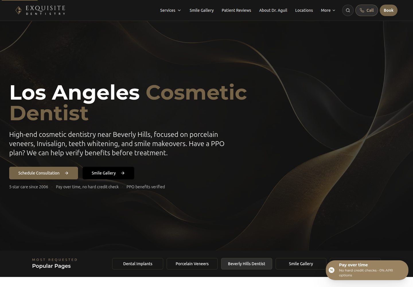 Exquisite Dentistry public website screenshot