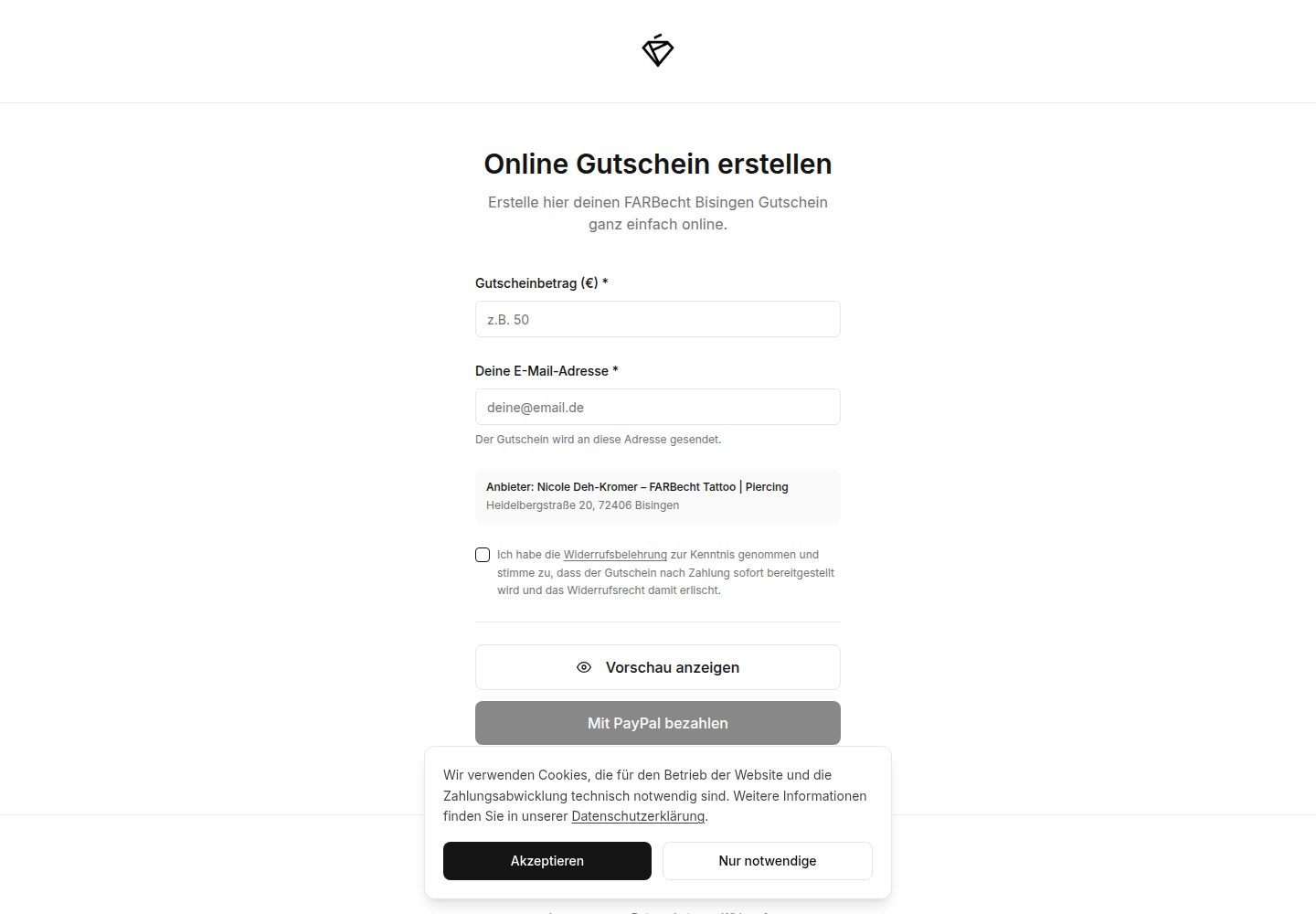 FARBecht Bisingen public website screenshot