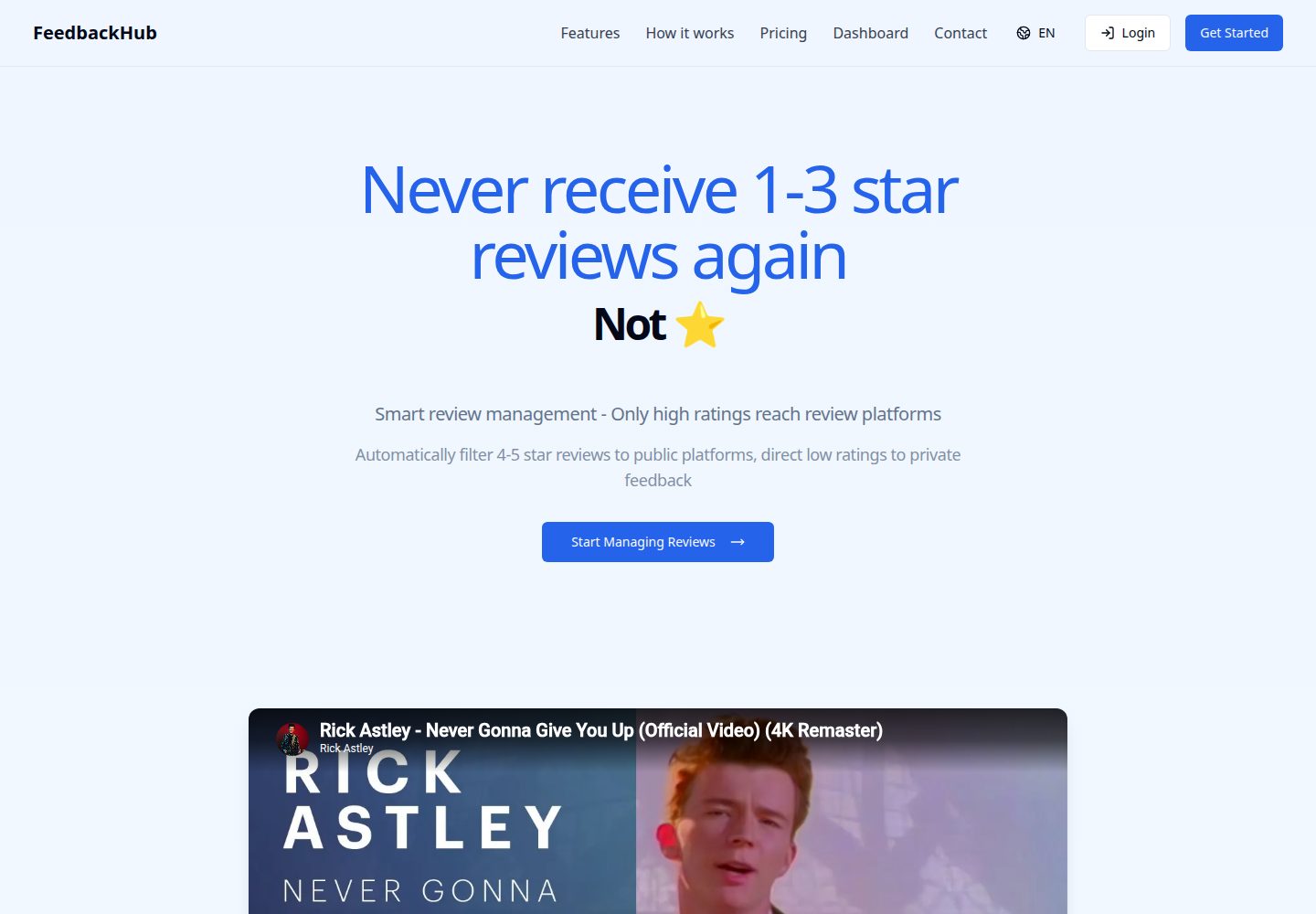 FeedbackHub public website screenshot