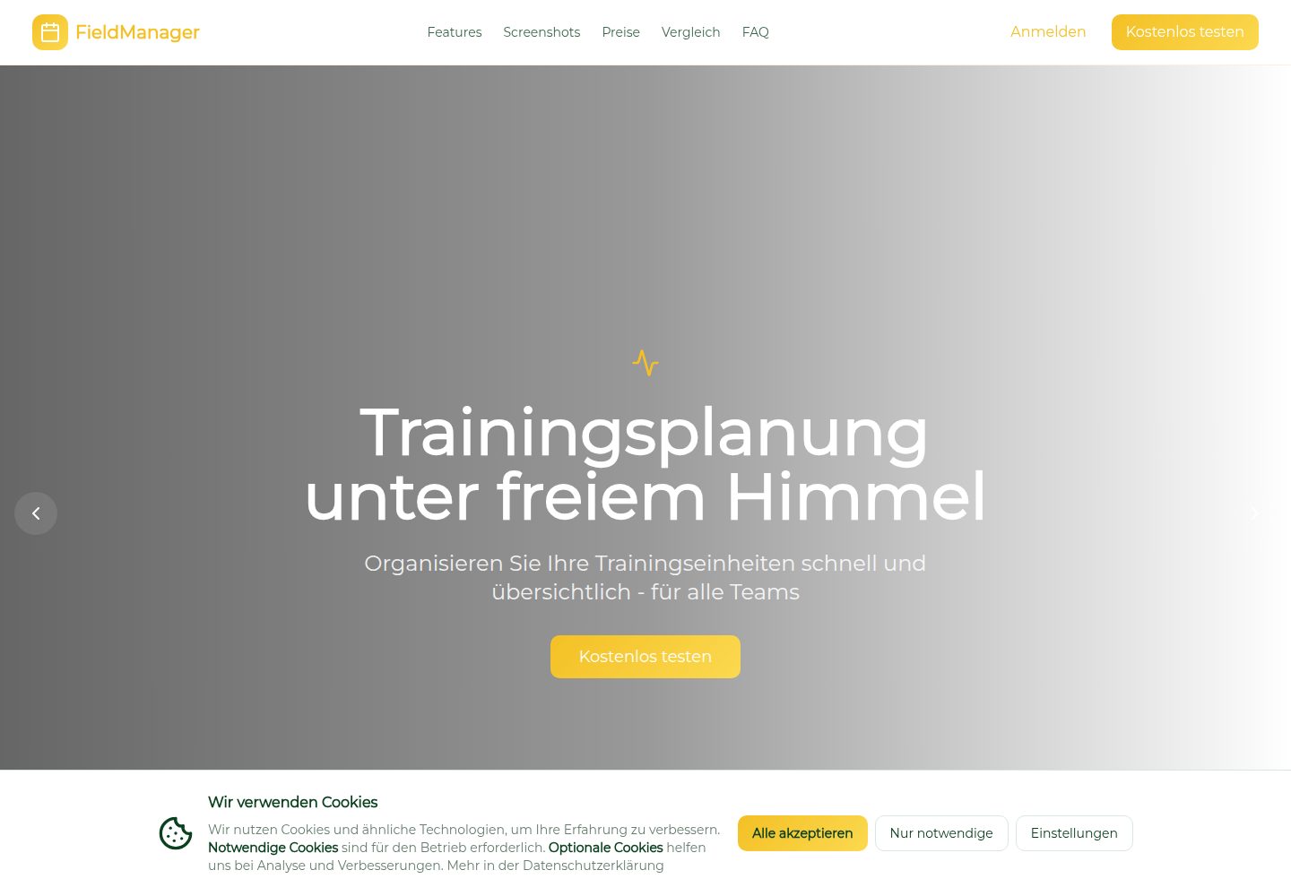 FieldManager public website screenshot