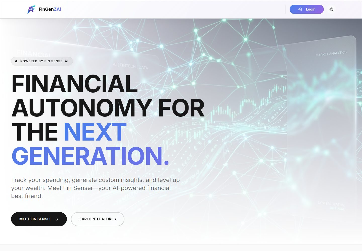 FinGenZAi public website screenshot
