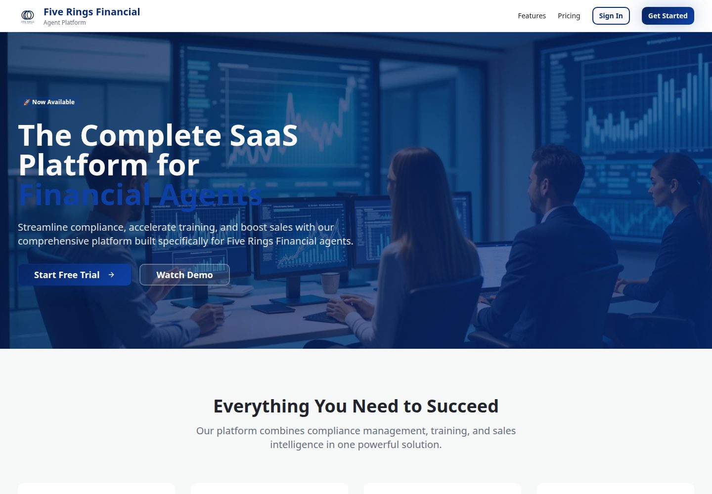 Five Rings Financial public website screenshot