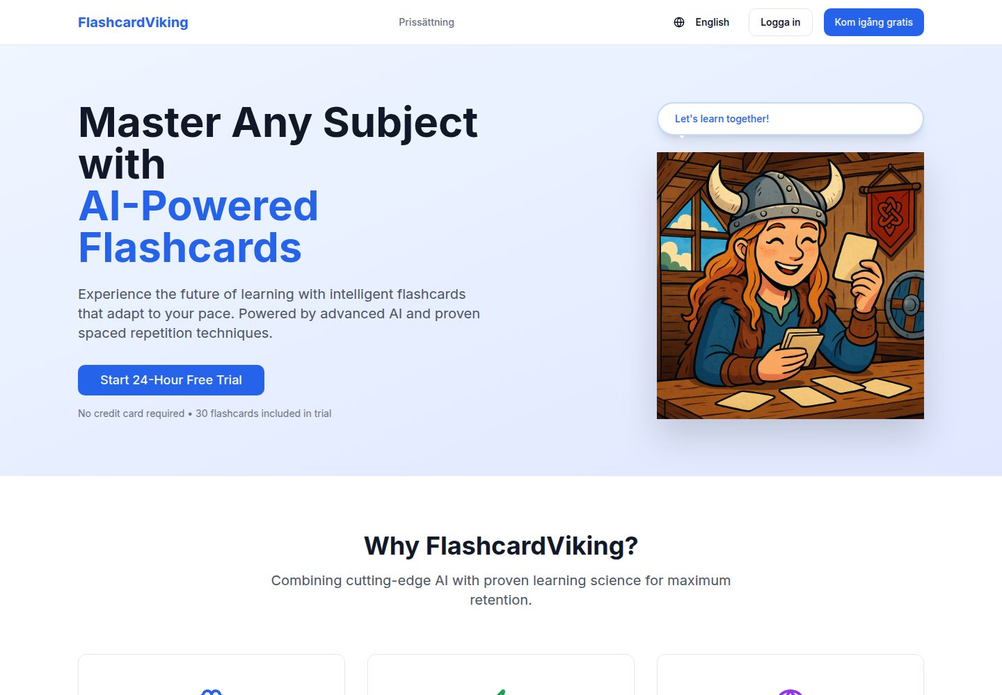FlashcardViking public website screenshot