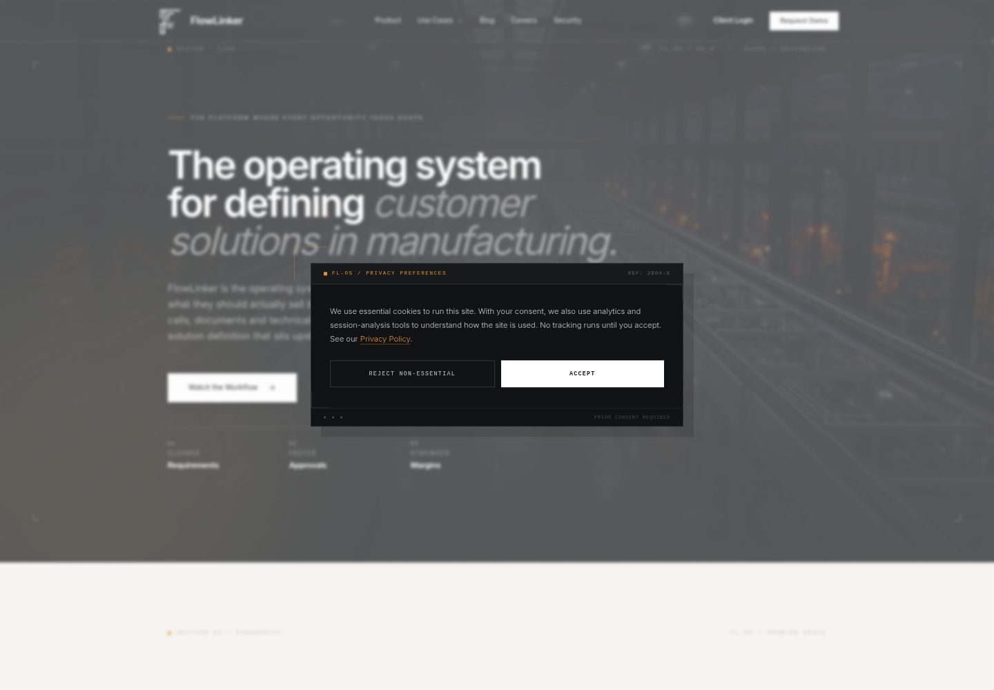 FlowLinker public website screenshot