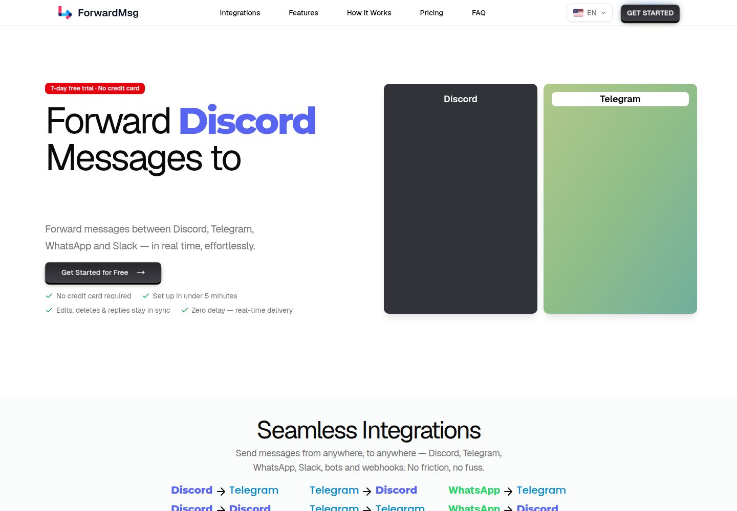 ForwardMsg public website screenshot