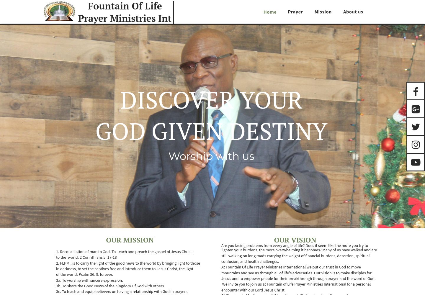 Fountain Of Life Prayer Ministries International public website screenshot