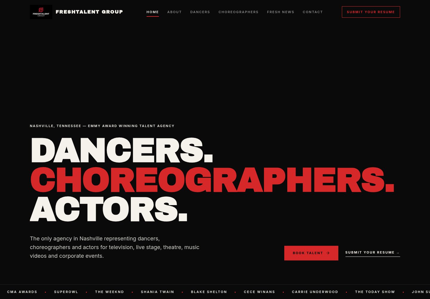 FreshTalent Group public website screenshot
