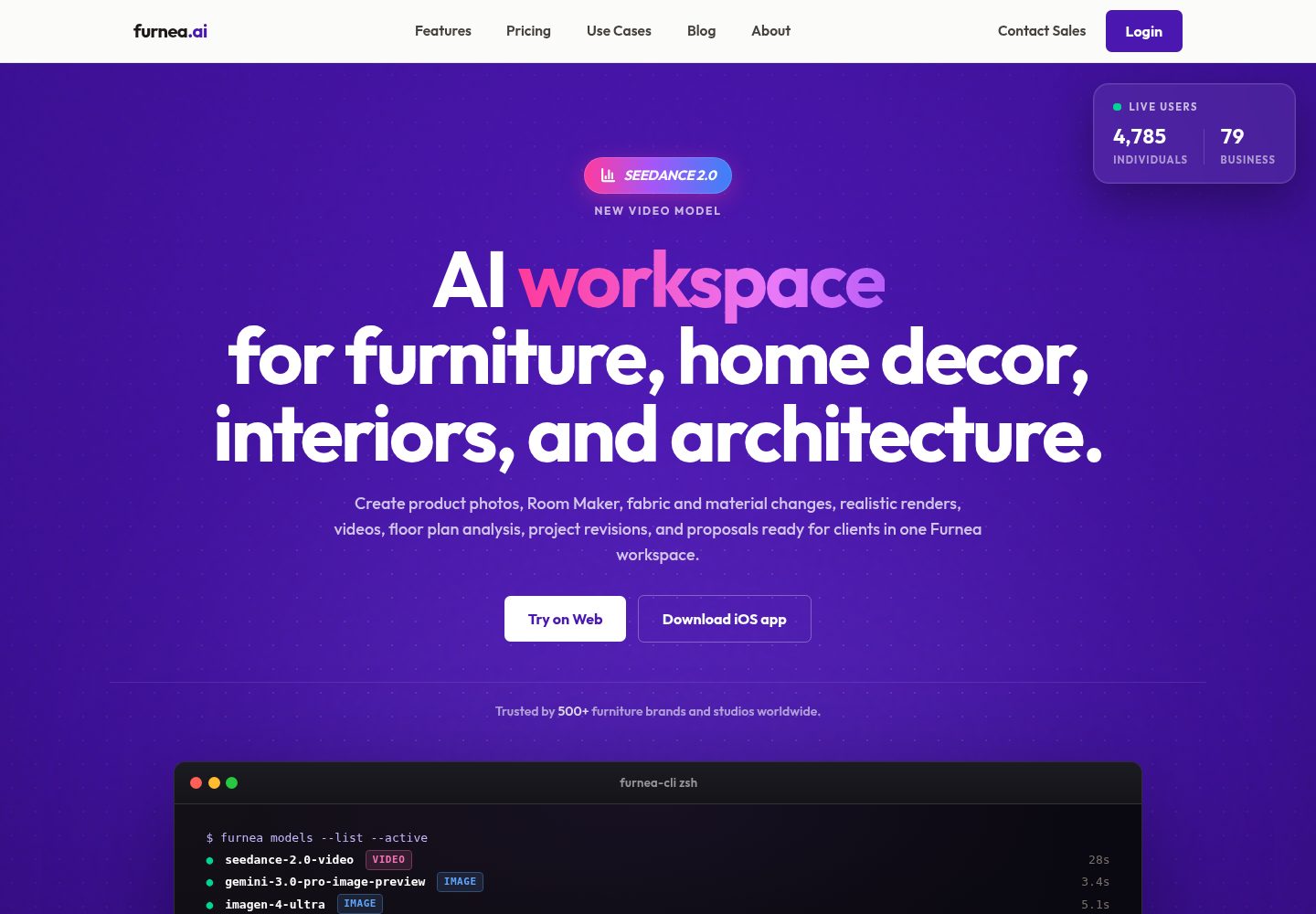 Furnea public website screenshot