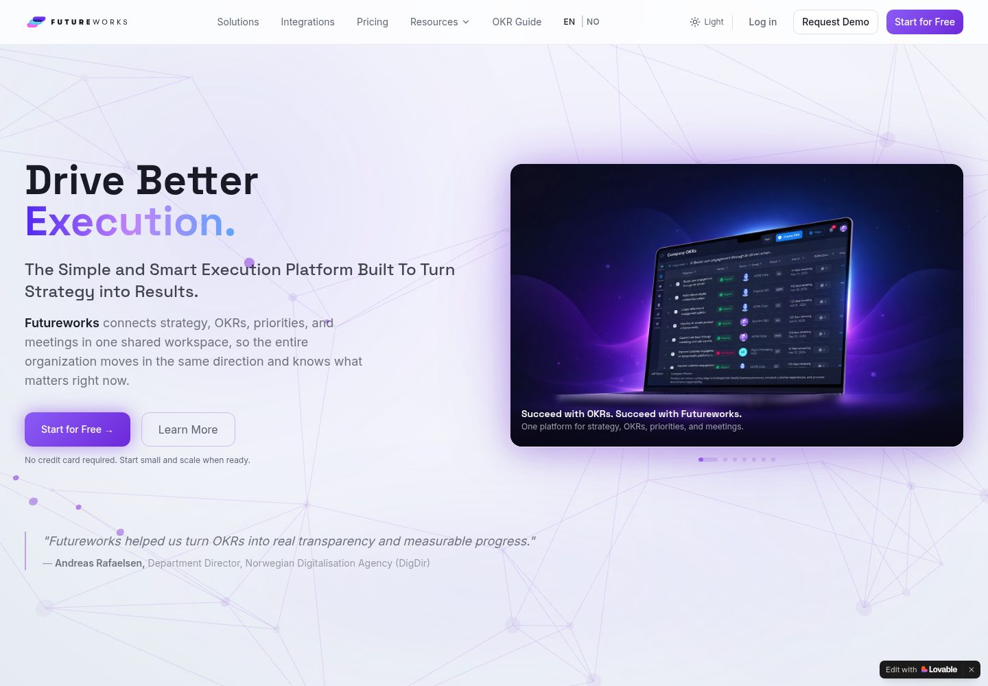 Futureworks public website screenshot