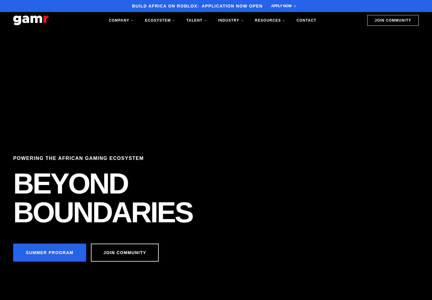 GAMR public website screenshot