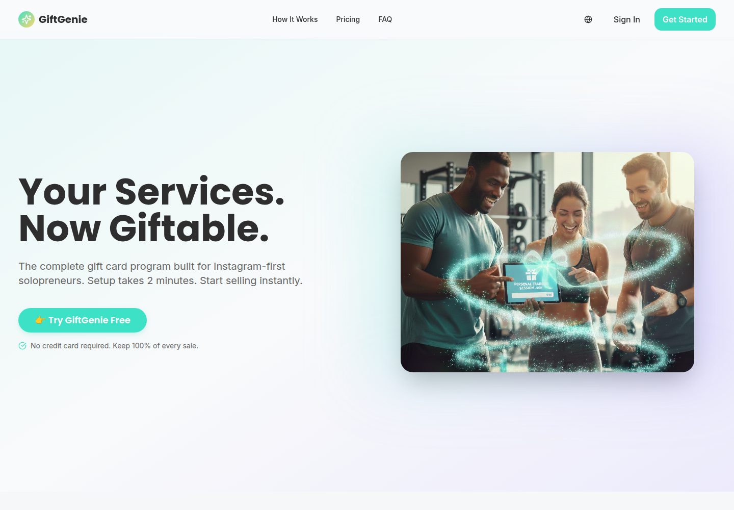 GiftGenie public website screenshot