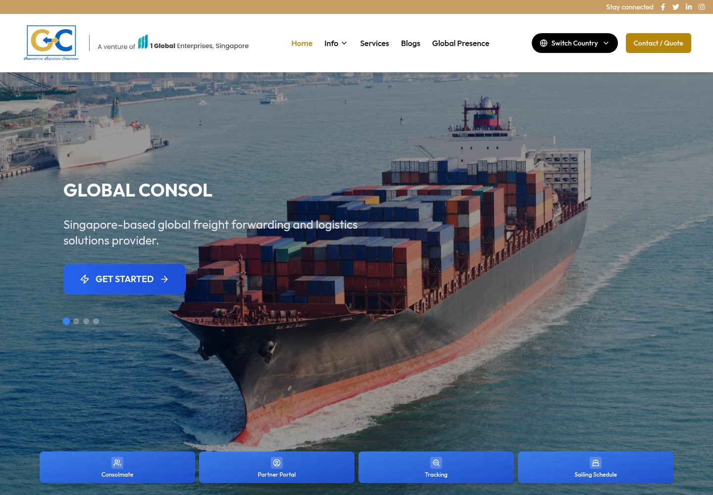 Global Consol public website screenshot