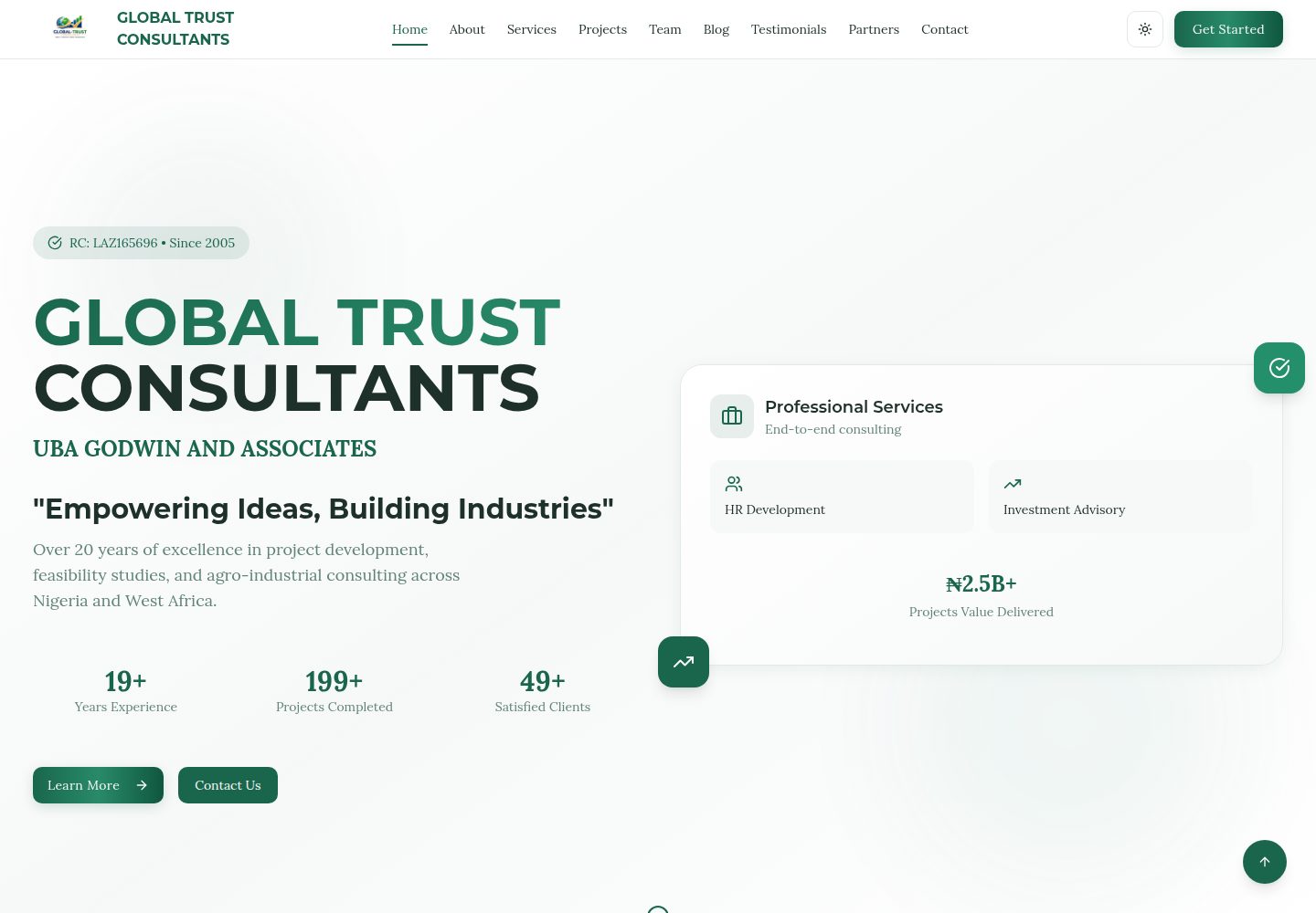 GLOBAL TRUST CONSULTANTS public website screenshot