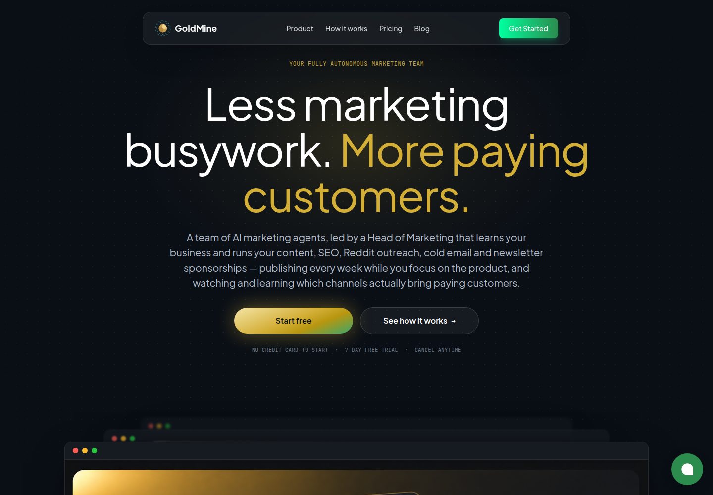 GoldMine public website screenshot