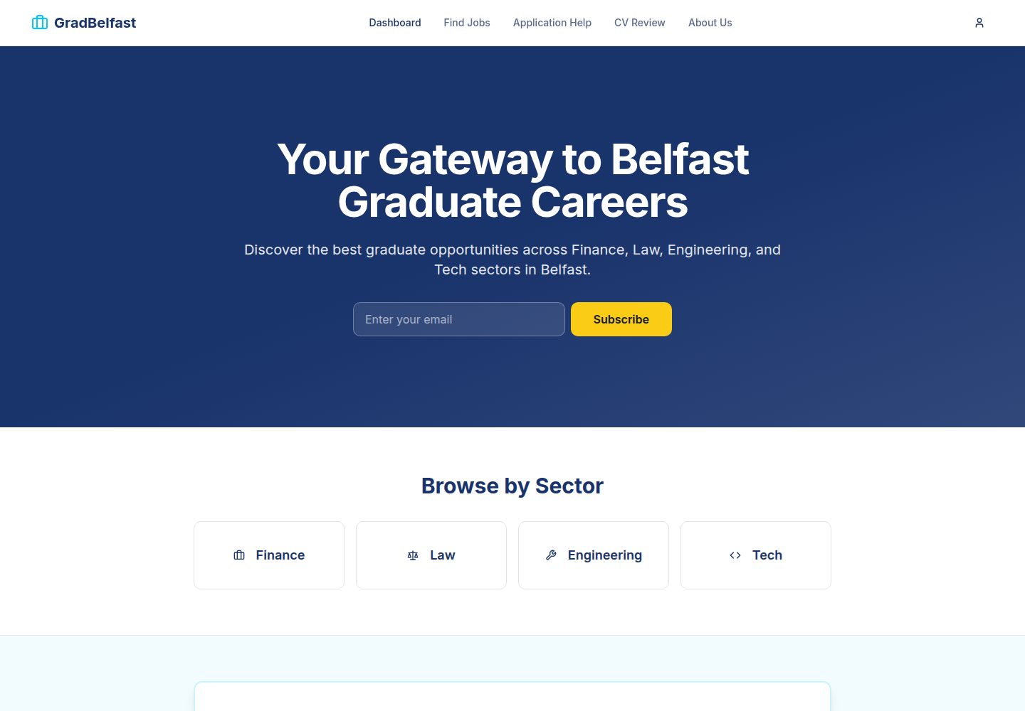 GradBelfast public website screenshot