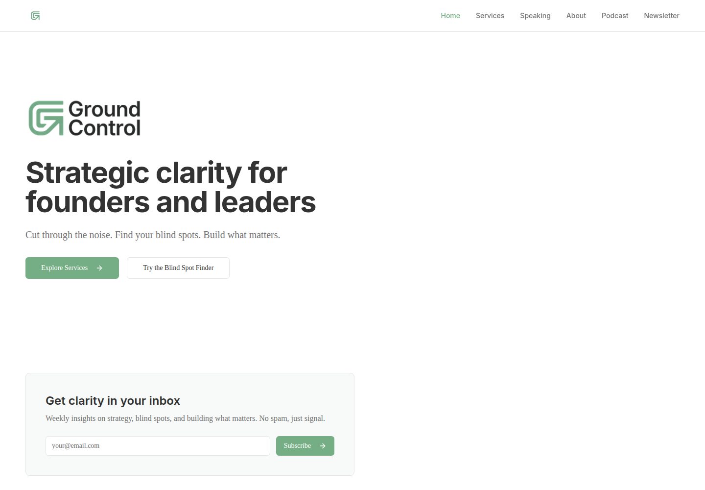 Ground Control public website screenshot