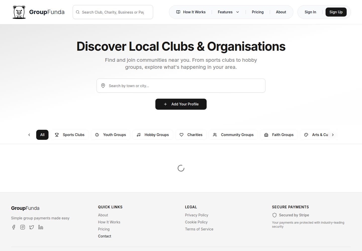 GroupFunda public website screenshot