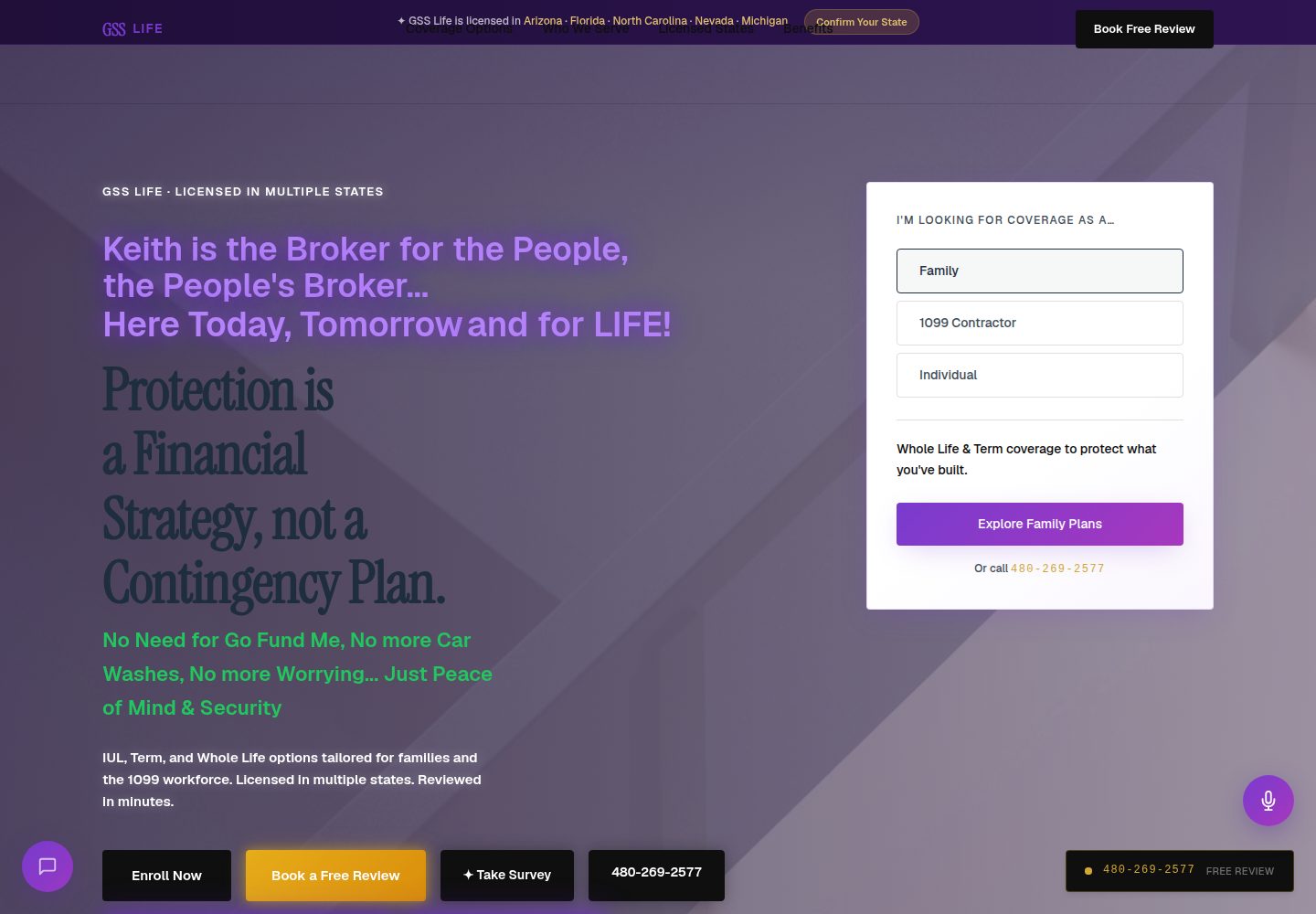 GSS Life public website screenshot