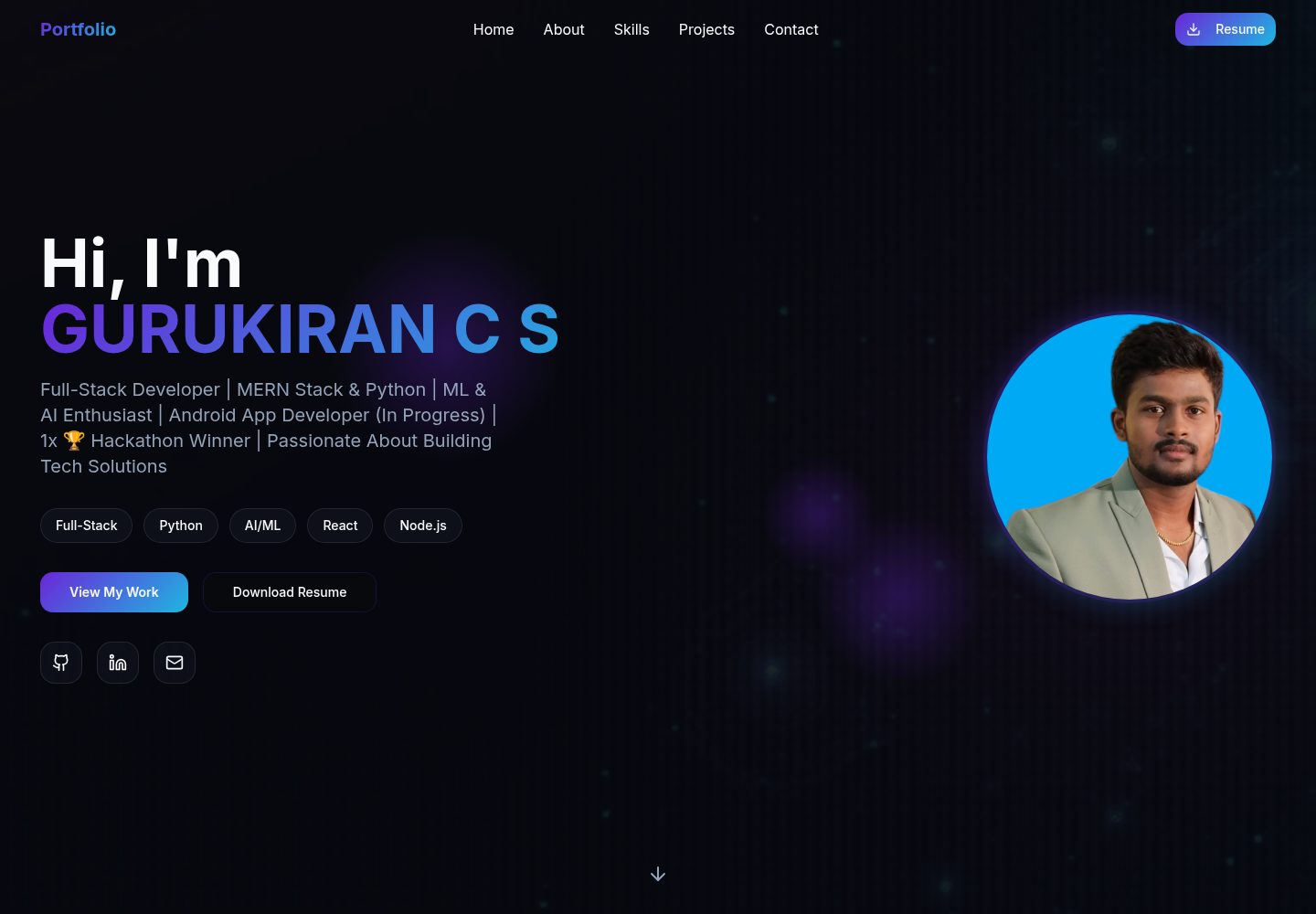GURUKIRAN PORTFOLIO public website screenshot