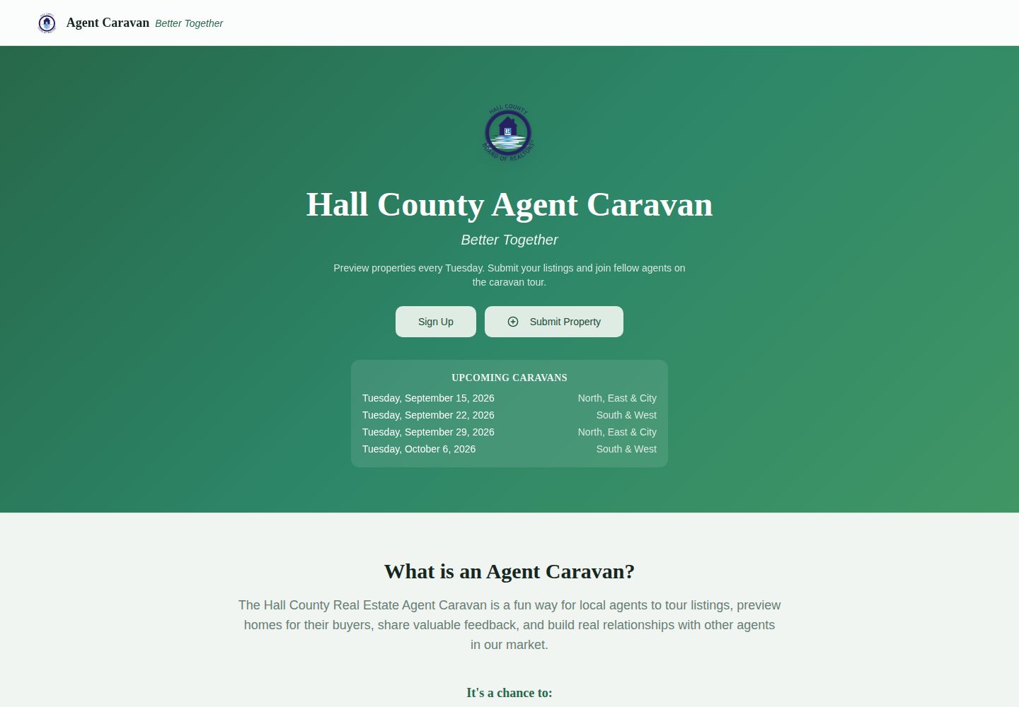 Hall County Agent Caravan public website screenshot