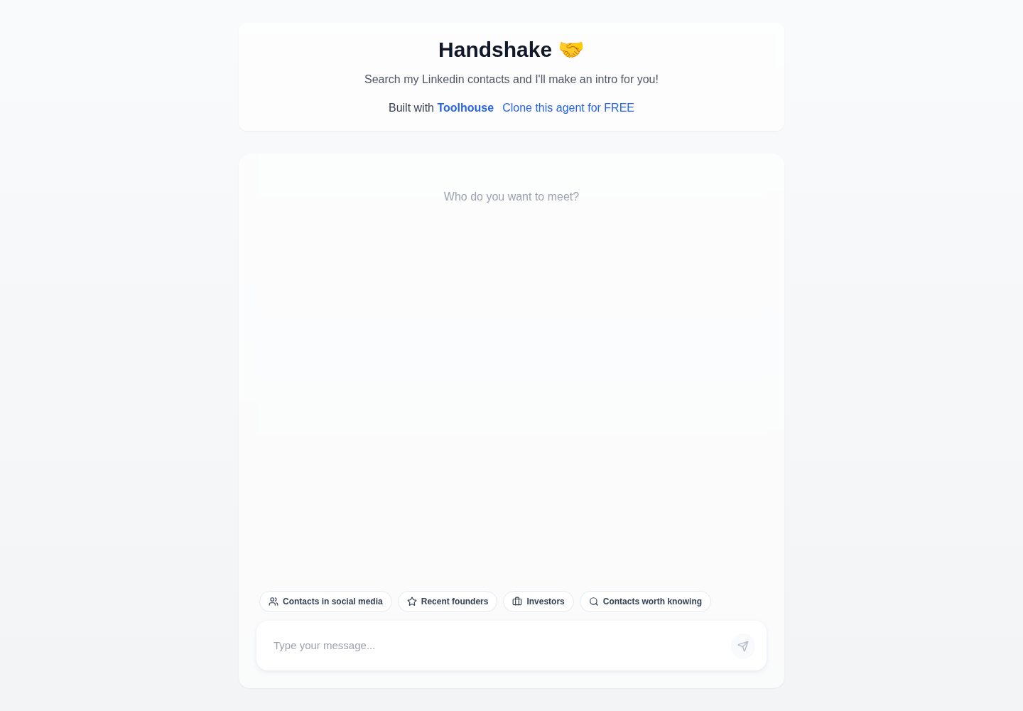 Handshake public website screenshot