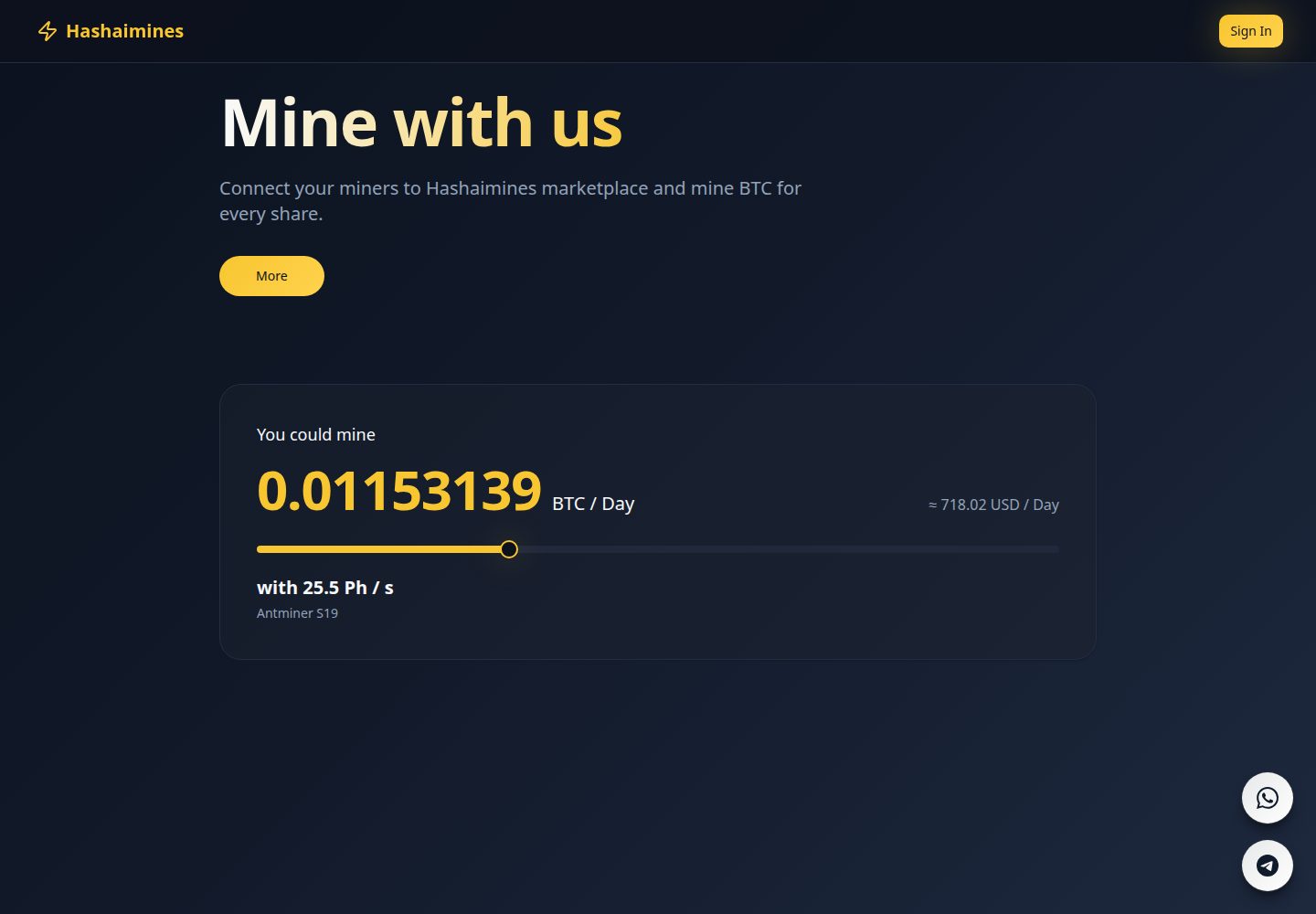 Hashaimines public website screenshot