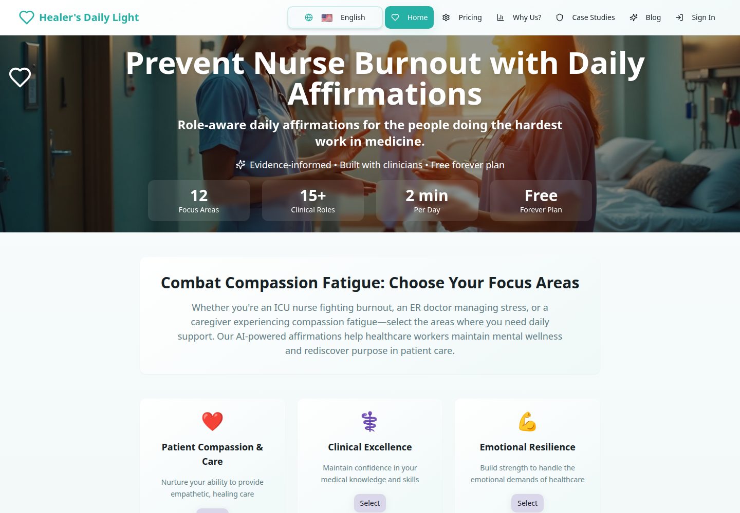Healer's Daily Light public website screenshot