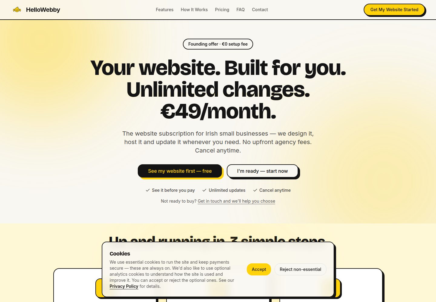HelloWebby public website screenshot