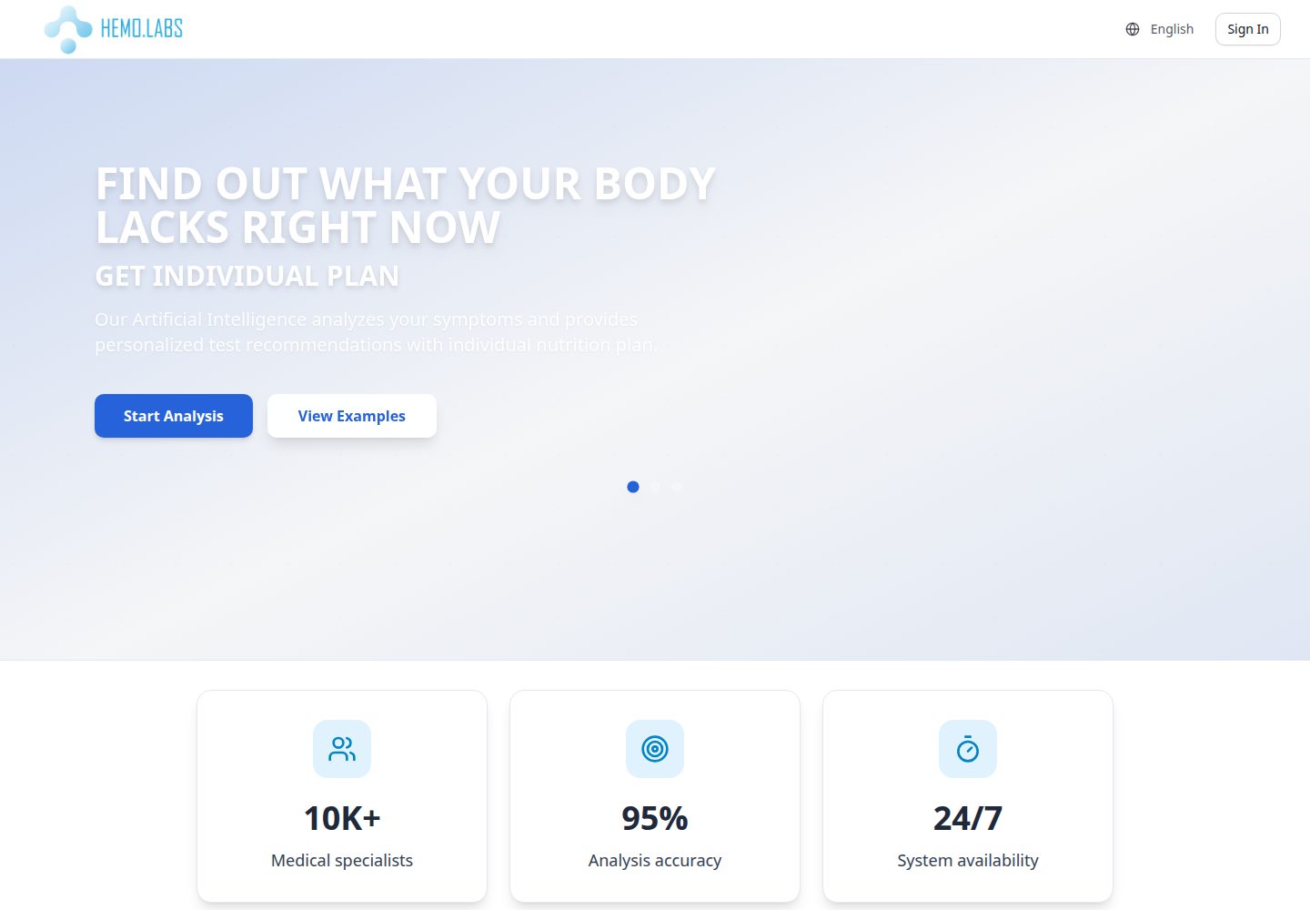 Hemo.Labs public website screenshot