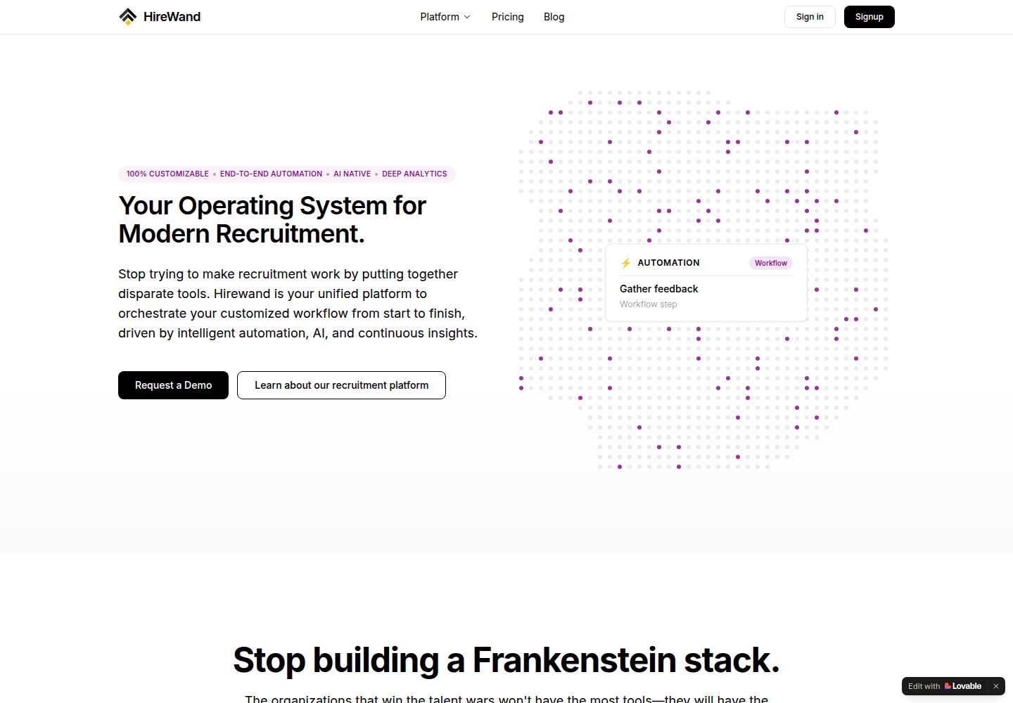 HireWand public website screenshot