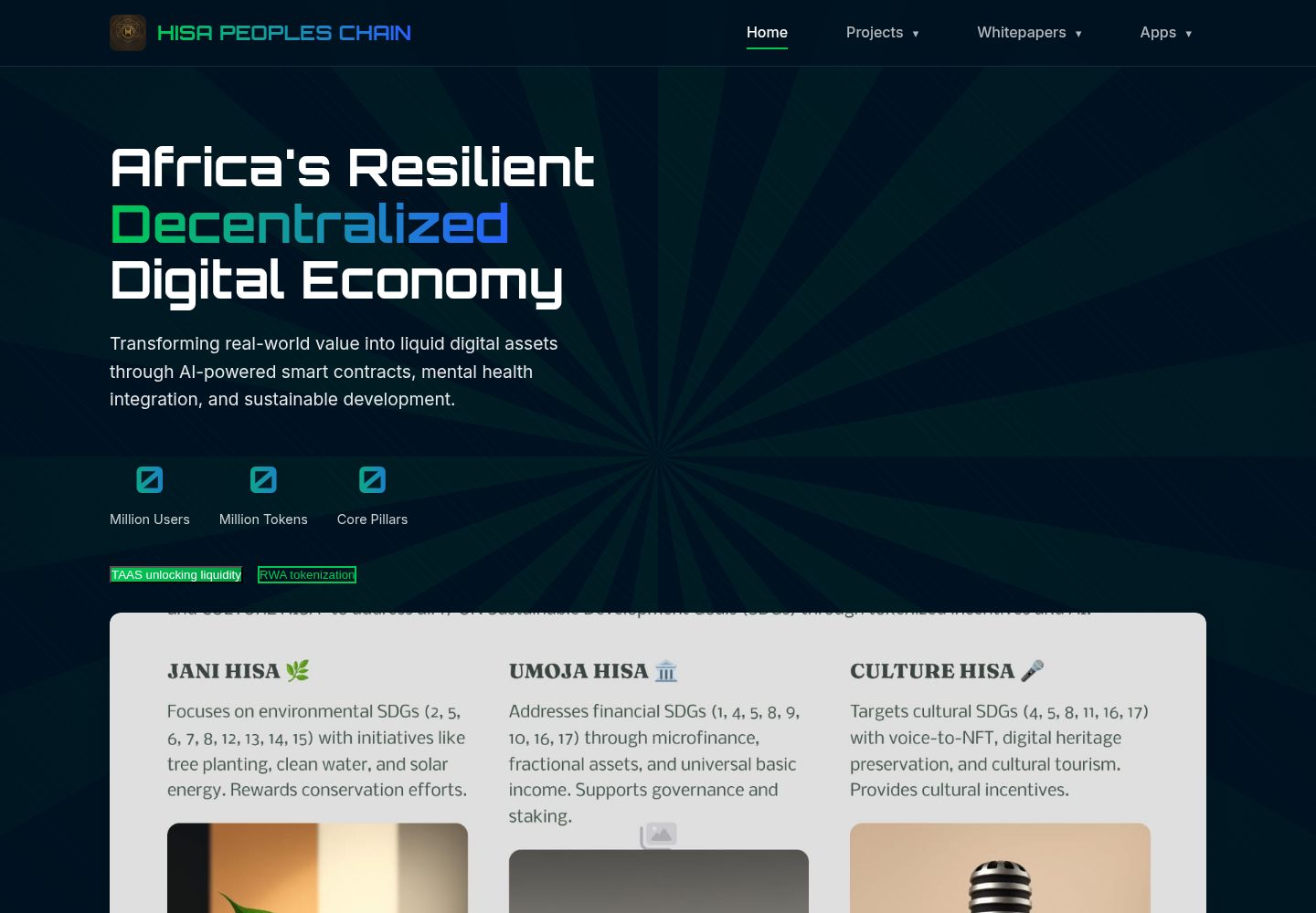 HISA Peoples Chain public website screenshot