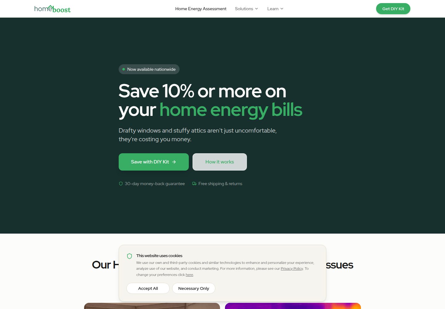 HomeBoost public website screenshot