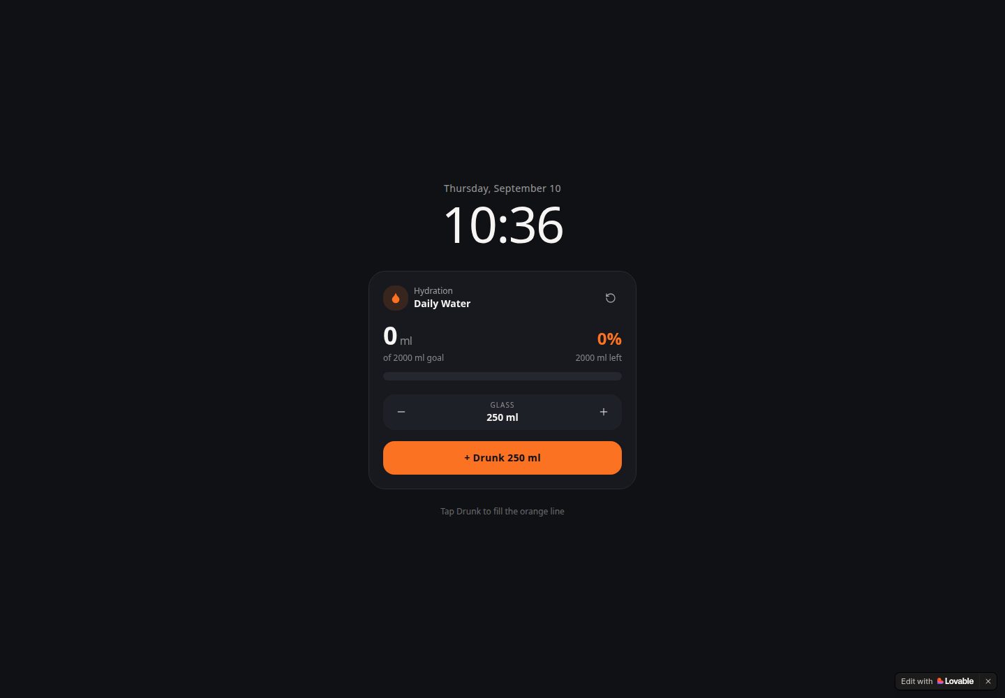 Hydration Hero public website screenshot