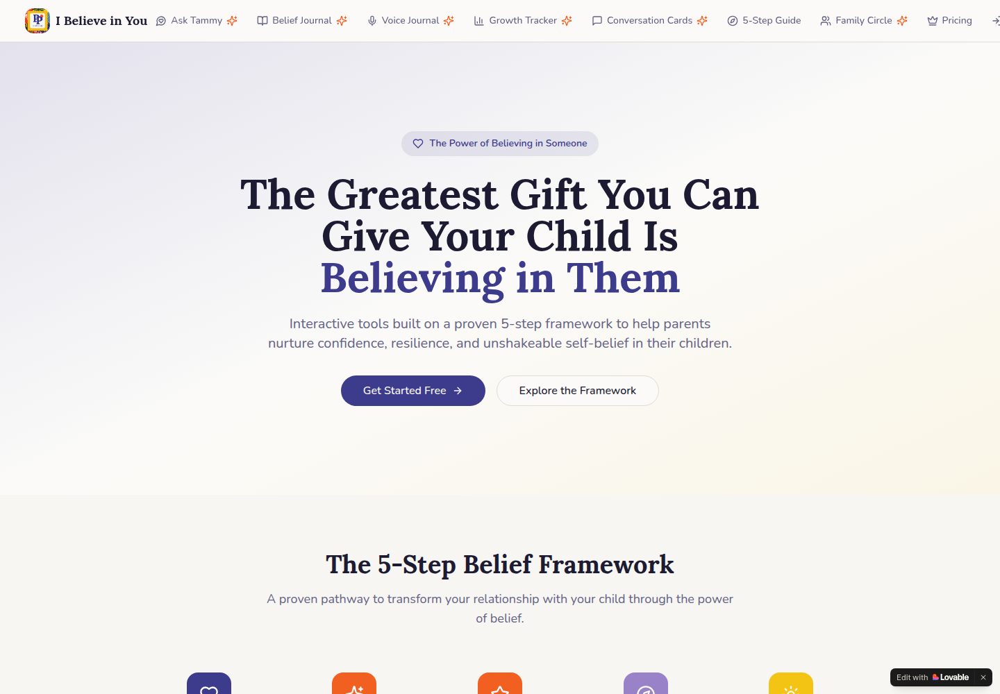 I Believe in You public website screenshot