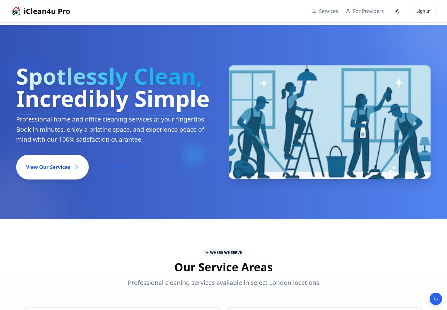 iClean4u Pro public website screenshot
