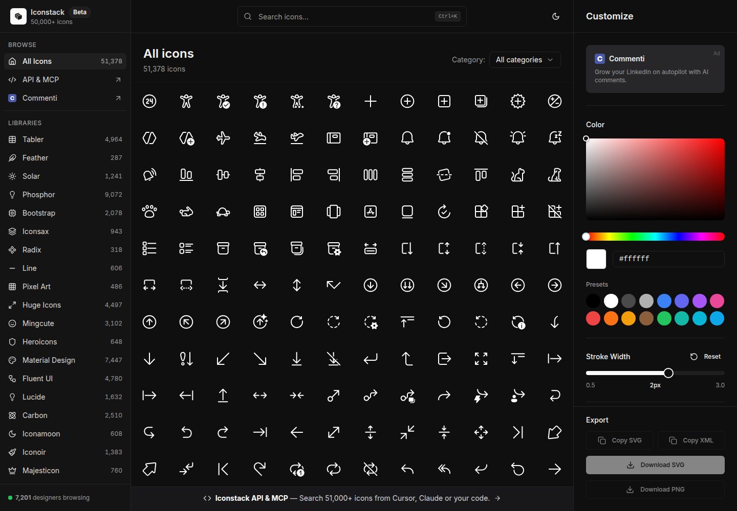 Iconstack public website screenshot